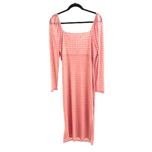 House of Aama Black History Sweetheart Pink Polka Dot Mesh Dress Sz XXL 2X Plus - Picture 11 of 15